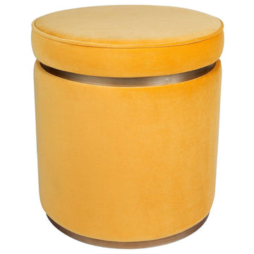 Totti Storage Stool - Yellow Velvet.