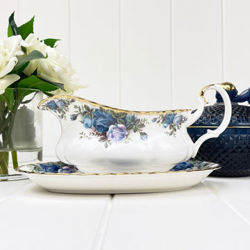 Royal Albert Moonlight Rose (Made in England- 1st Quality) Gravy Boat and Underplate.