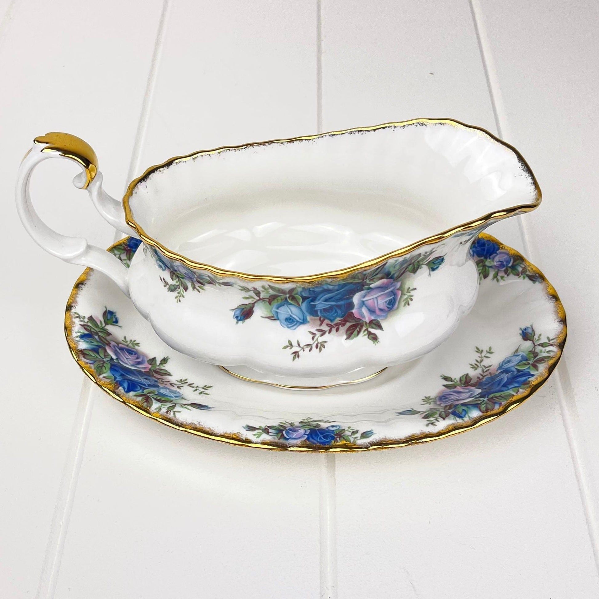 Royal Albert Moonlight Rose (Made in England- 1st Quality) Gravy Boat and Underplate.