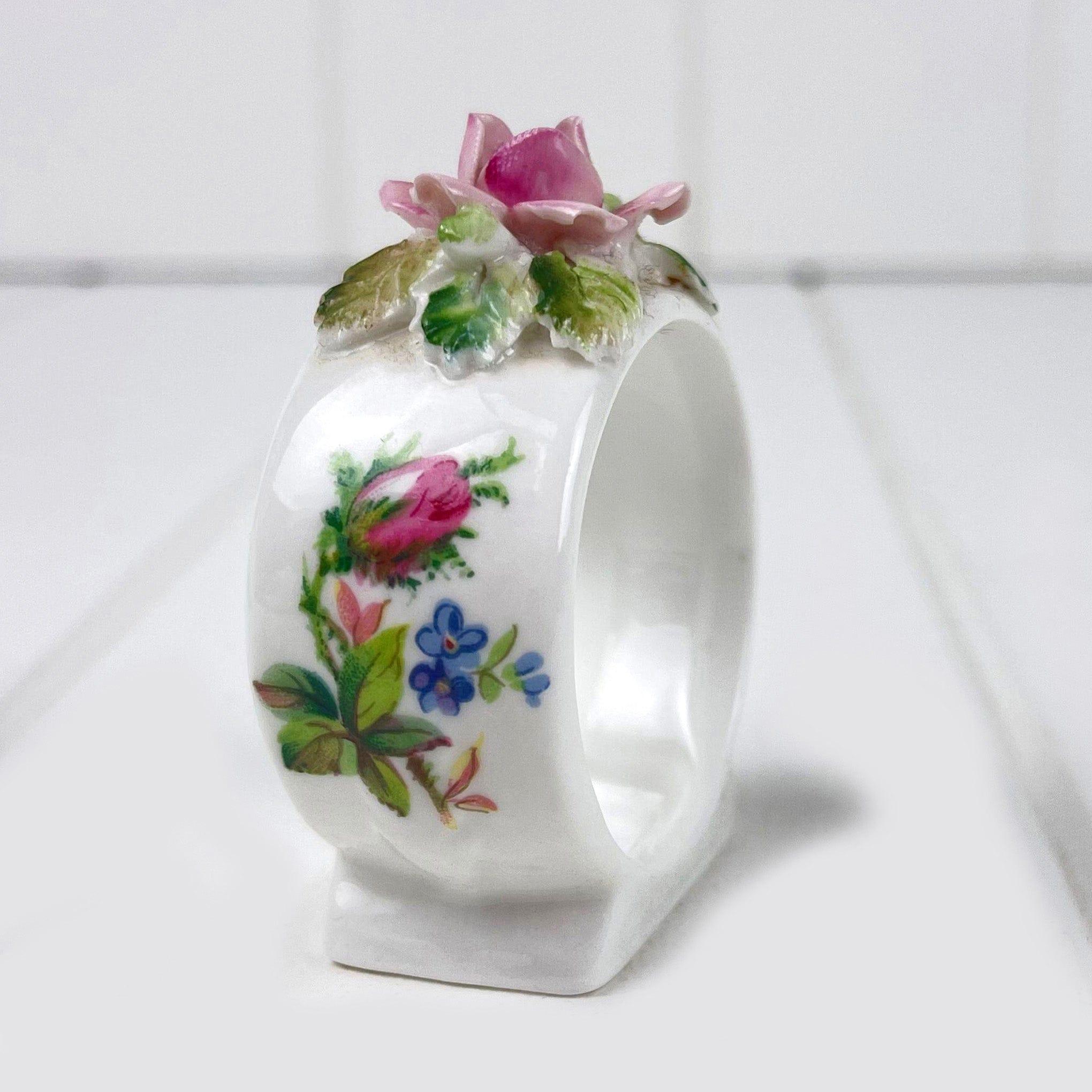 Royal Albert Bone China Royal Albert Moss Rose Napkin Ring with Applied Rose