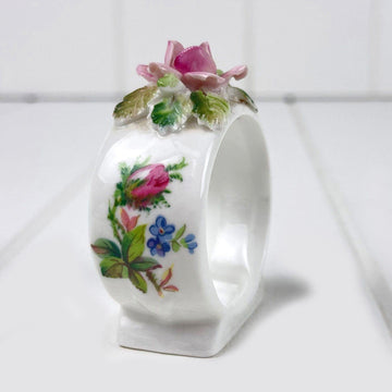 Royal Albert Bone China Royal Albert Moss Rose Napkin Ring with Applied Rose