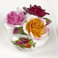 Royal Albert Old Country Roses Small Floral Arrangement with Applied Roses.