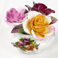 Royal Albert Old Country Roses Small Floral Arrangement with Applied Roses.