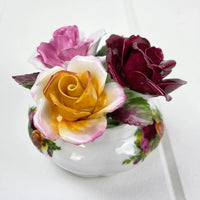 Royal Albert Old Country Roses Small Floral Arrangement with Applied Roses.