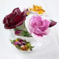 Royal Albert Old Country Roses Small Floral Arrangement with Applied Roses.