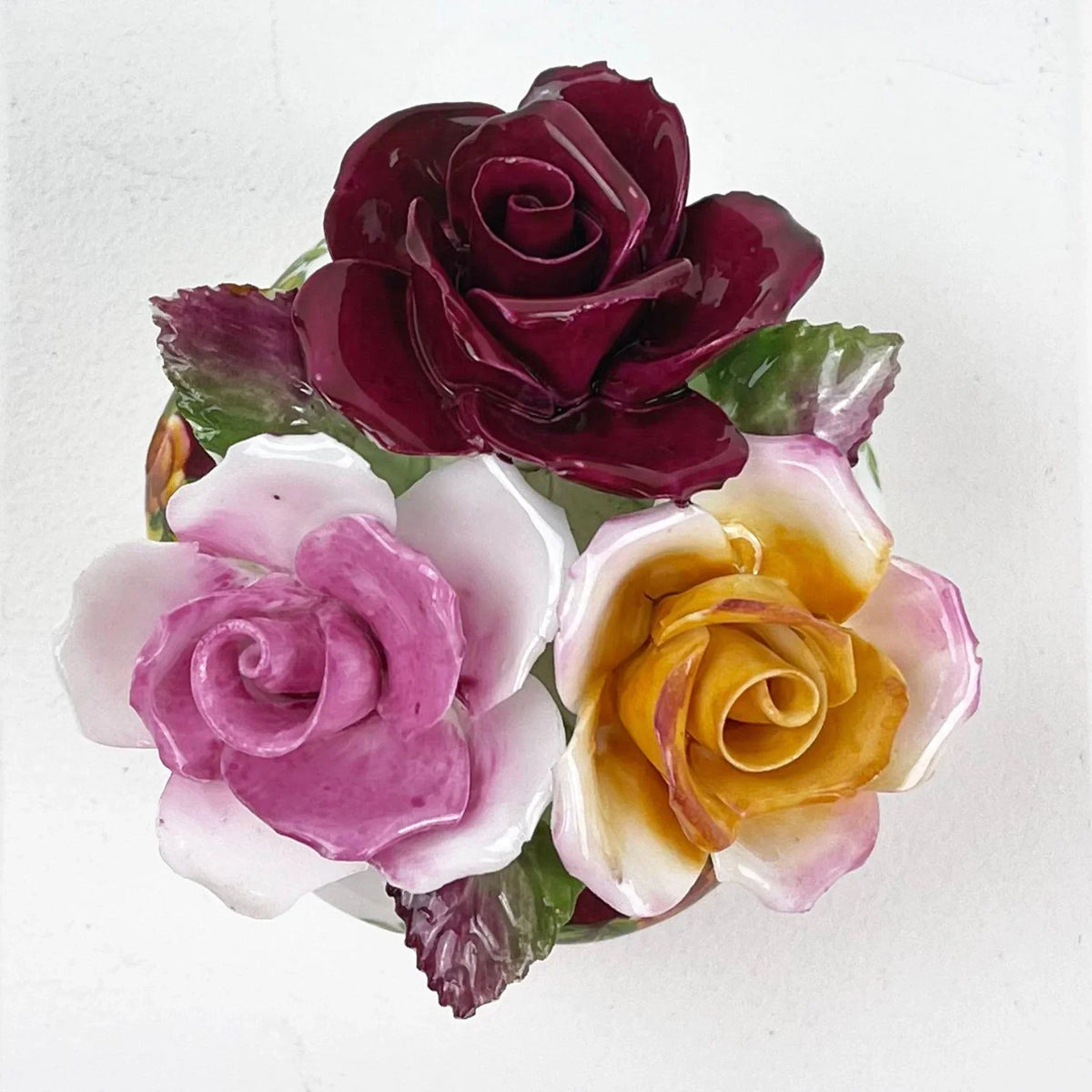 Royal Albert Old Country Roses Small Floral Arrangement with Applied Roses.